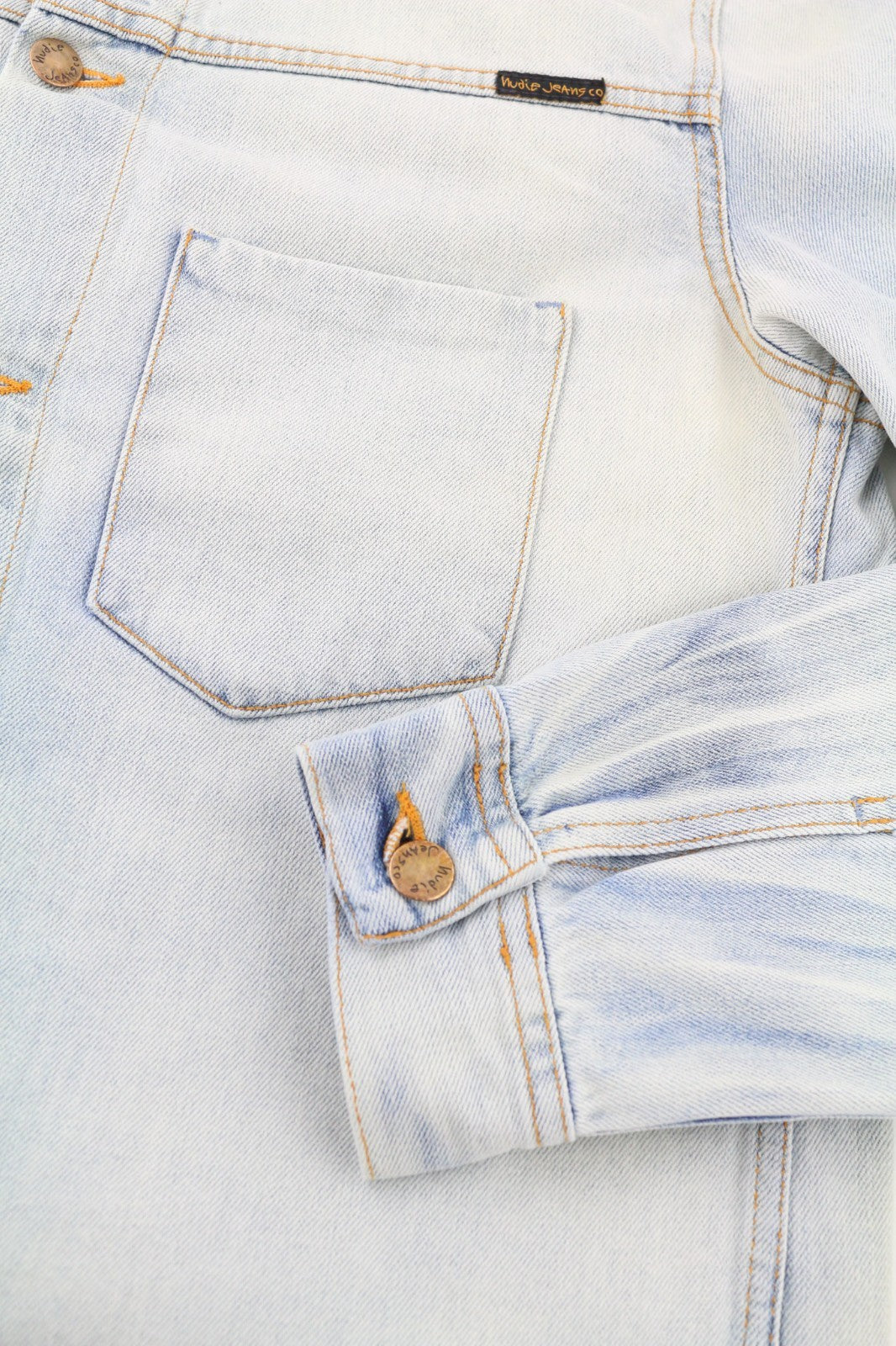 NUDIE JEANS Ronny Men's Jacket L Denim Crispy Ocean Washed Spread Neck