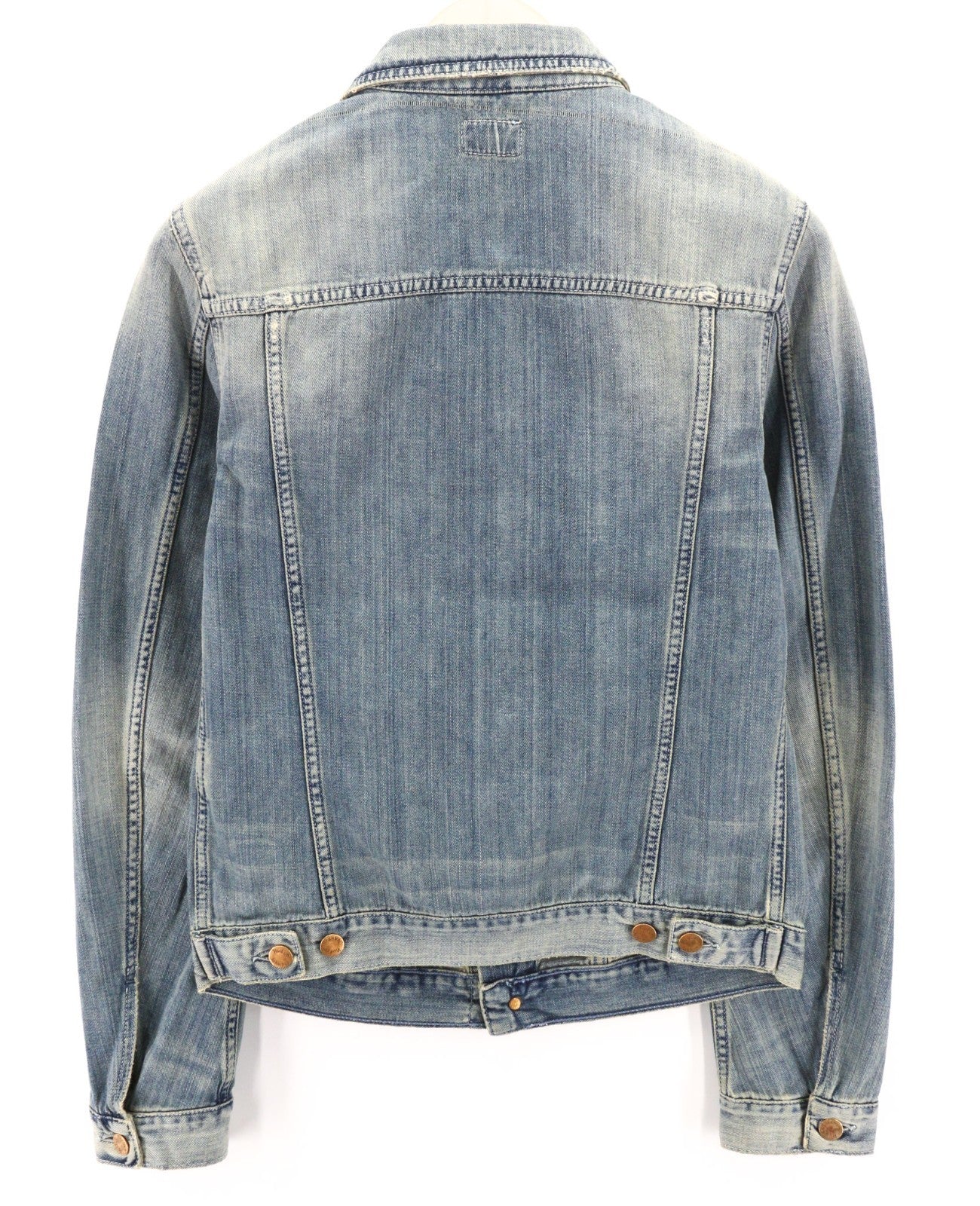 NUDIE JEANS Billy Men's Jacket S Light Denim Button Spread Neck Logo