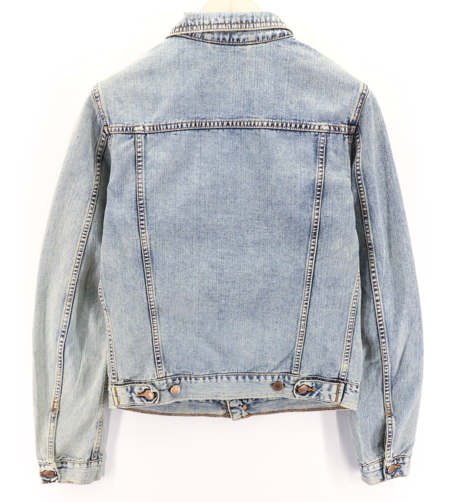 NUDIE JEANS Terry Men's Jacket S Bleach Blue Denim Spread Button Logo