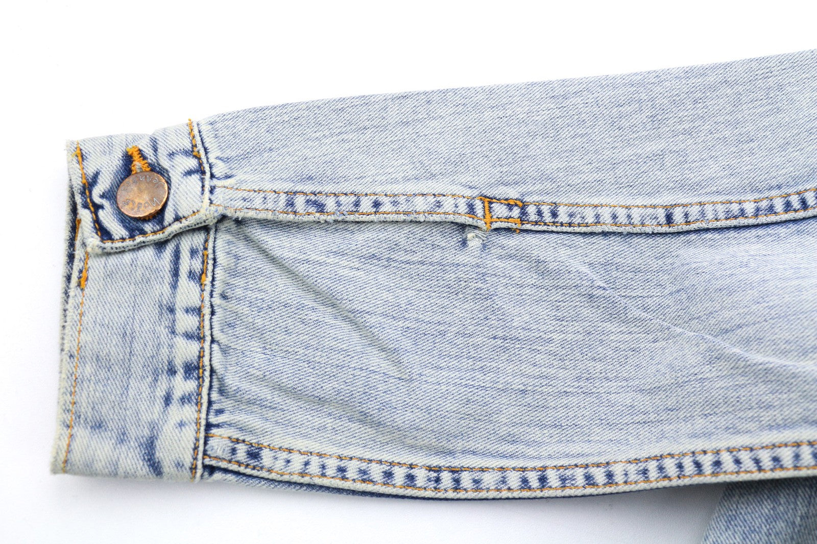 NUDIE JEANS Terry Men's Jacket S Bleach Blue Spread Denim Button Neck