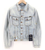 NUDIE JEANS Terry Men's Jacket M Bleach Blue Cotton Denim Spread Button