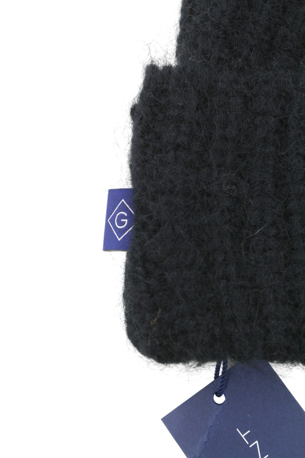 GANT Mohair Beanie Men Hat OS Black Flannel Wool Blend Tight-Knit Soft Stretch