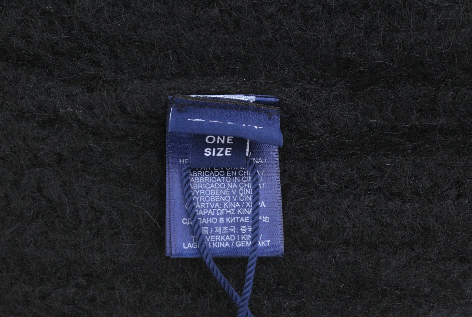 GANT Mohair Beanie Men Hat OS Black Flannel Wool Blend Tight-Knit Soft Stretch