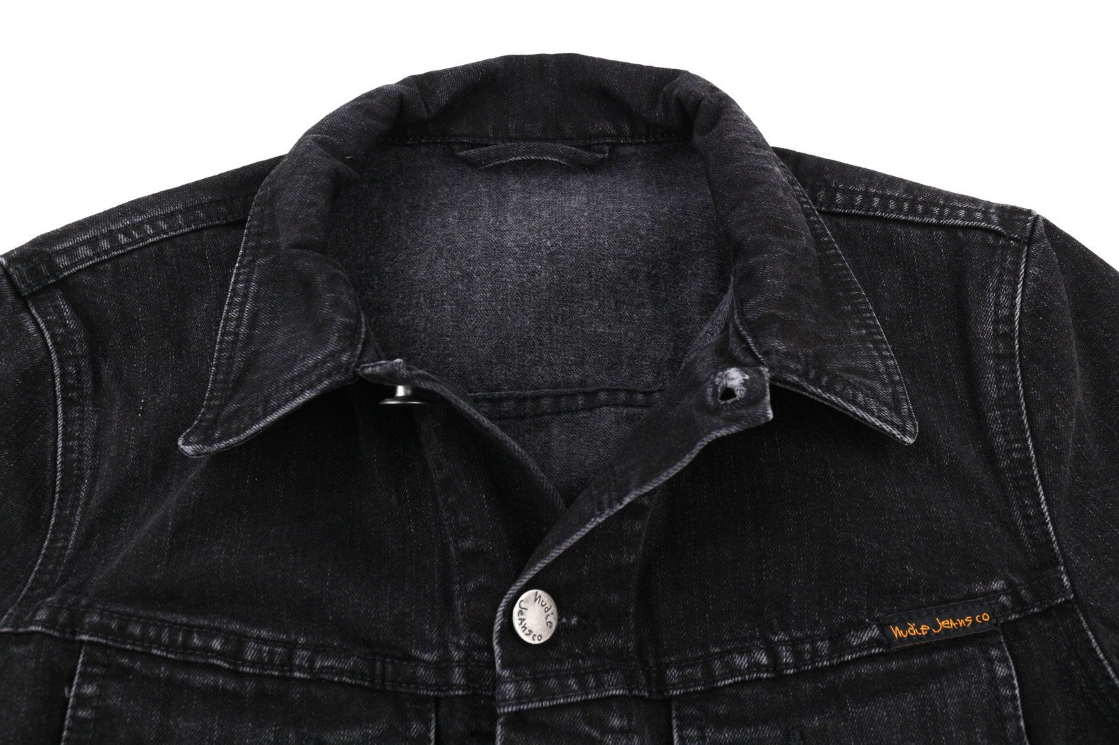 NUDIE JEANS Perry Organic Black Stone Men's Jacket S Denim Cotton Wash