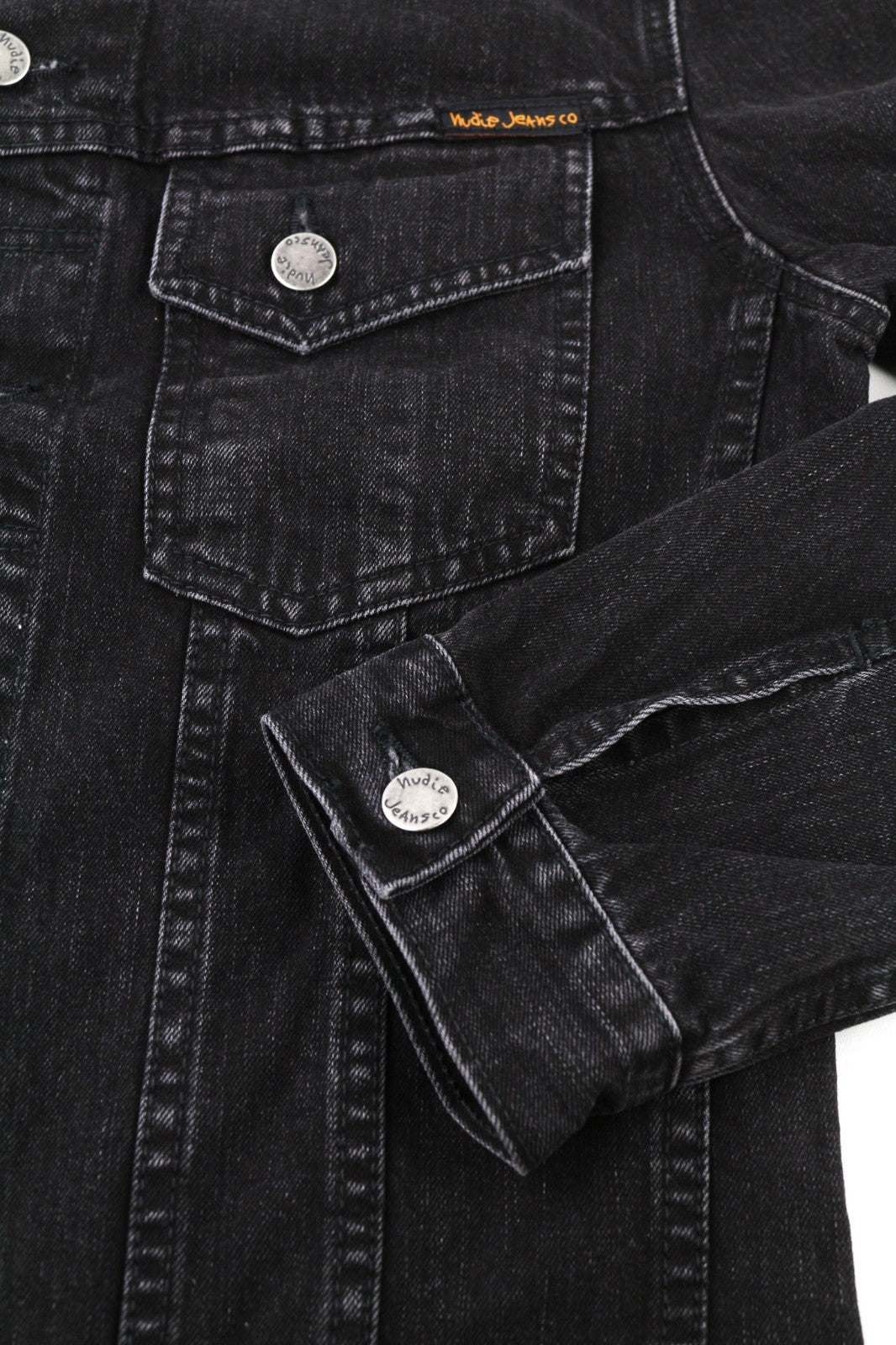 NUDIE JEANS Perry Organic Black Stone Men's Jacket S Denim Cotton Wash