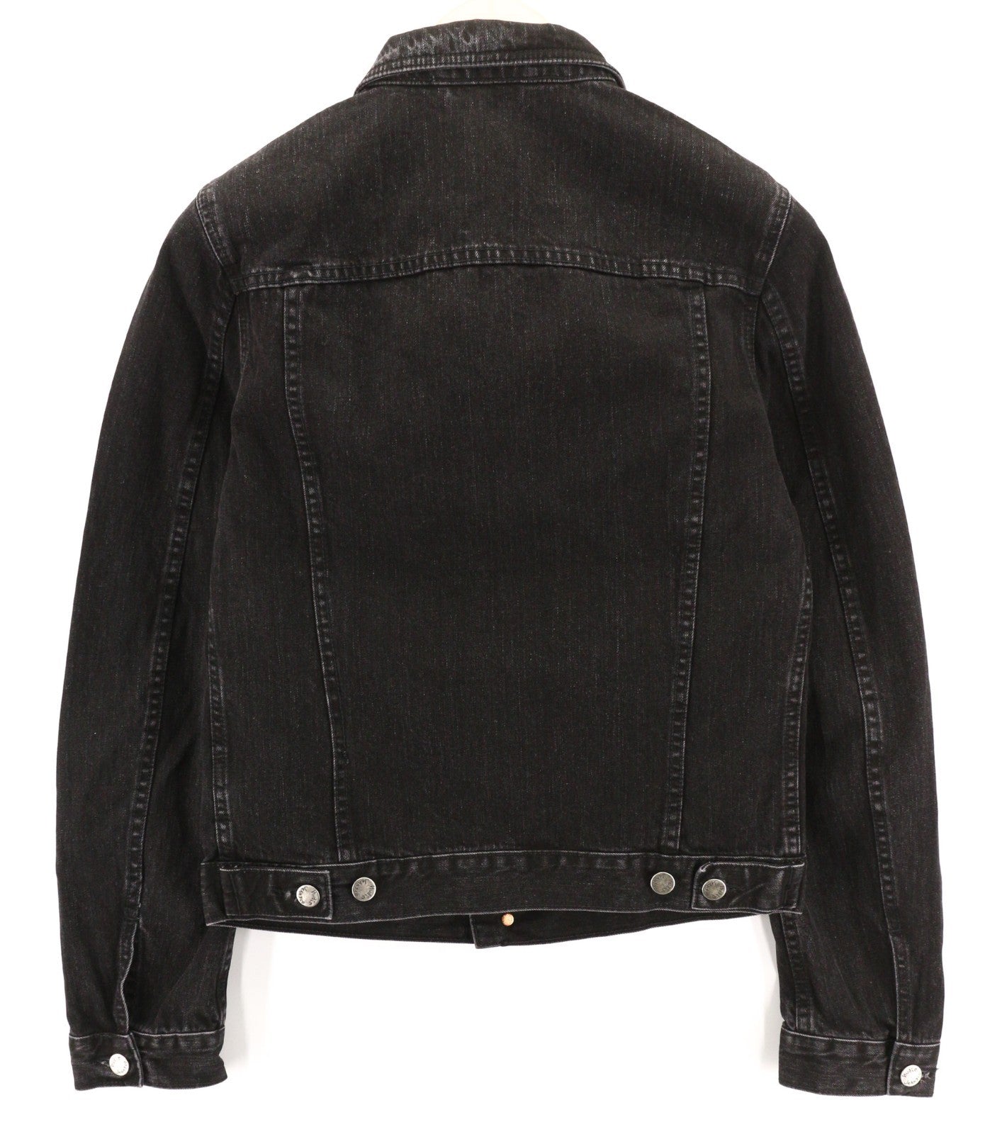 NUDIE JEANS Perry Organic Black Stone vyriška striukė S, juodos džinsinės medvilnės 