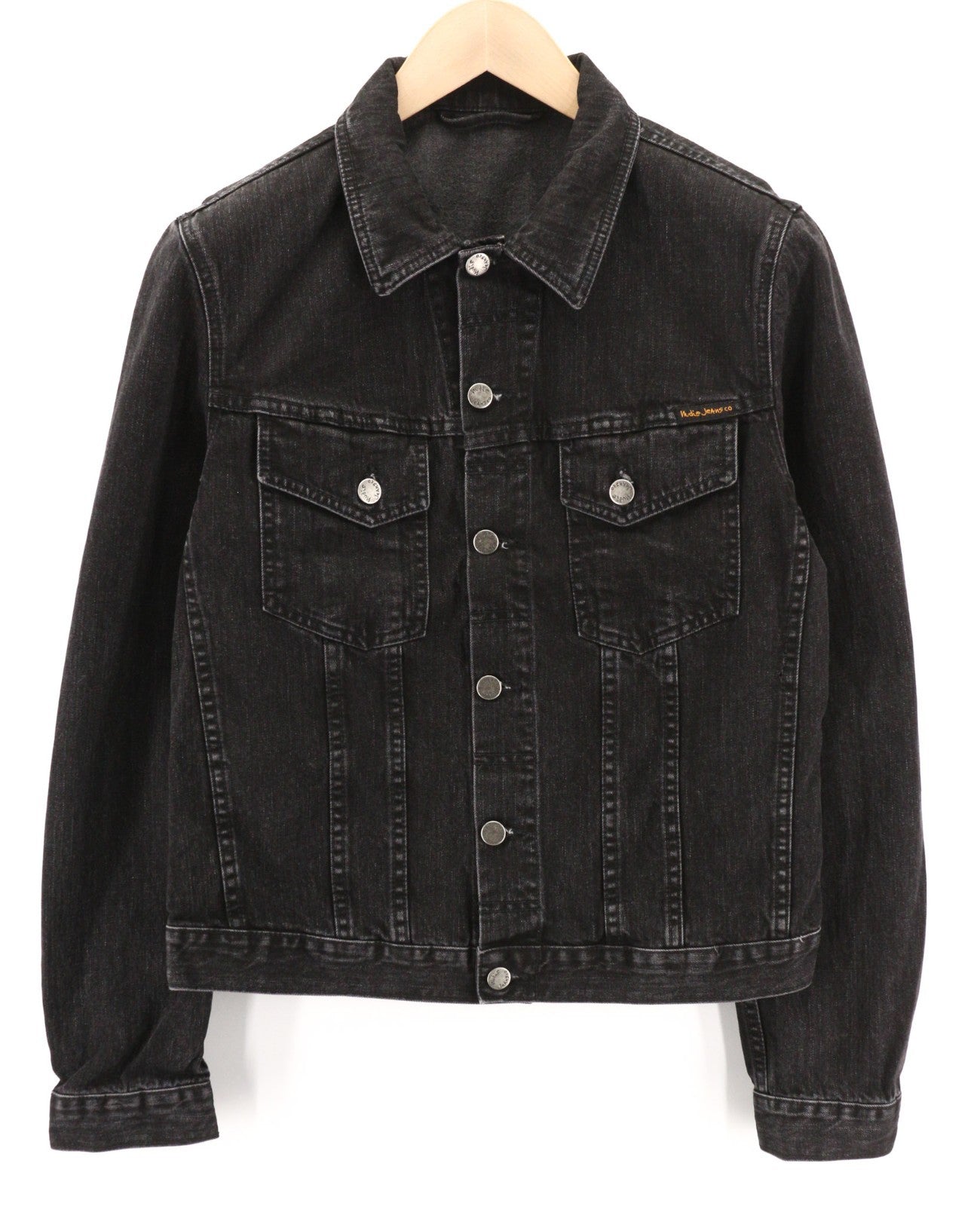 NUDIE JEANS Perry Organic Black Stone Men's Jacket M Denim Cotton Black