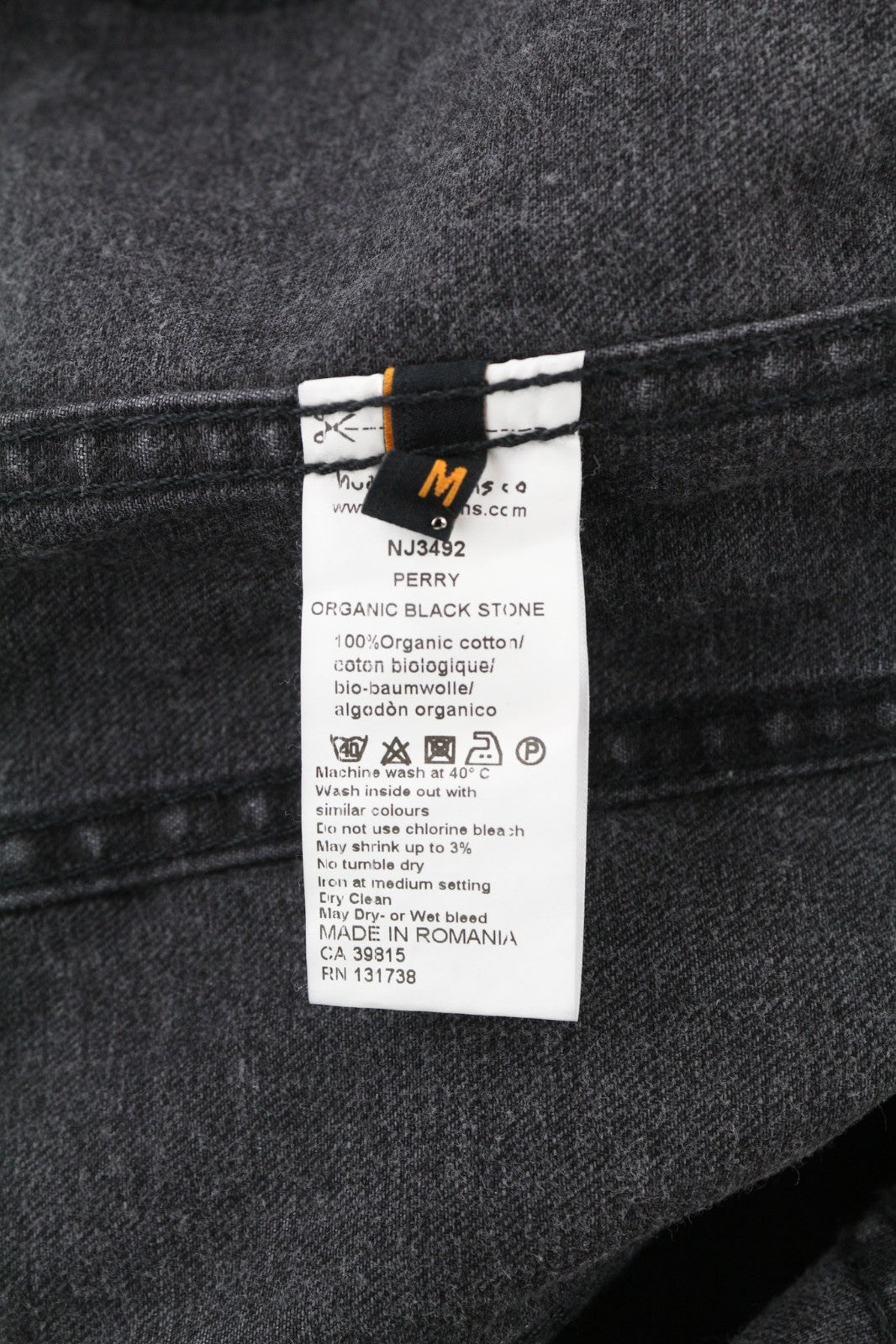 NUDIE JEANS Perry Organic Black Stone Men's Jacket M Denim Cotton Black