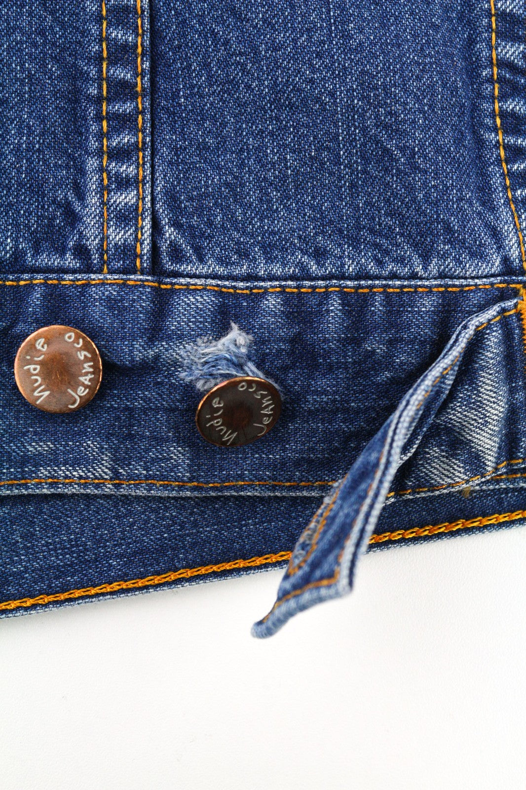 NUDIE JEANS Terry Recycle Worn In Men's Jacket S Blue Cotton Denim Wash