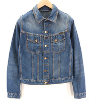 NUDIE JEANS Terry Recycle Worn In Men's Jacket S Blue Faded Cotton