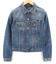 NUDIE JEANS Terry Recycle Worn In Men's Jacket S Blue Denim Unlined Wash