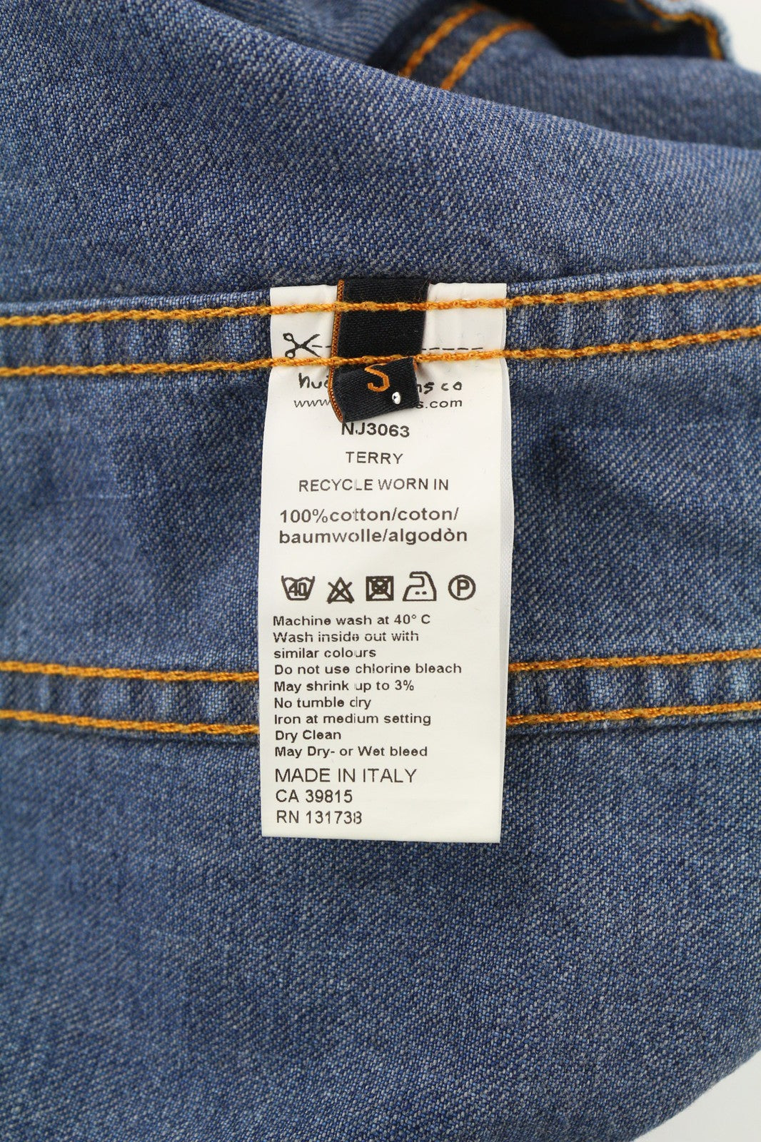 NUDIE JEANS Terry Recycle Worn In Men's Jacket S Blue Denim Unlined Wash