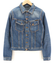 NUDIE JEANS Terry Recycle Worn In Men's Jacket S Blue Unlined Cotton Wash