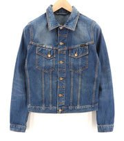 NUDIE JEANS Terry Recycle Worn In Men's Jacket S Blue Cotton Faded Denim