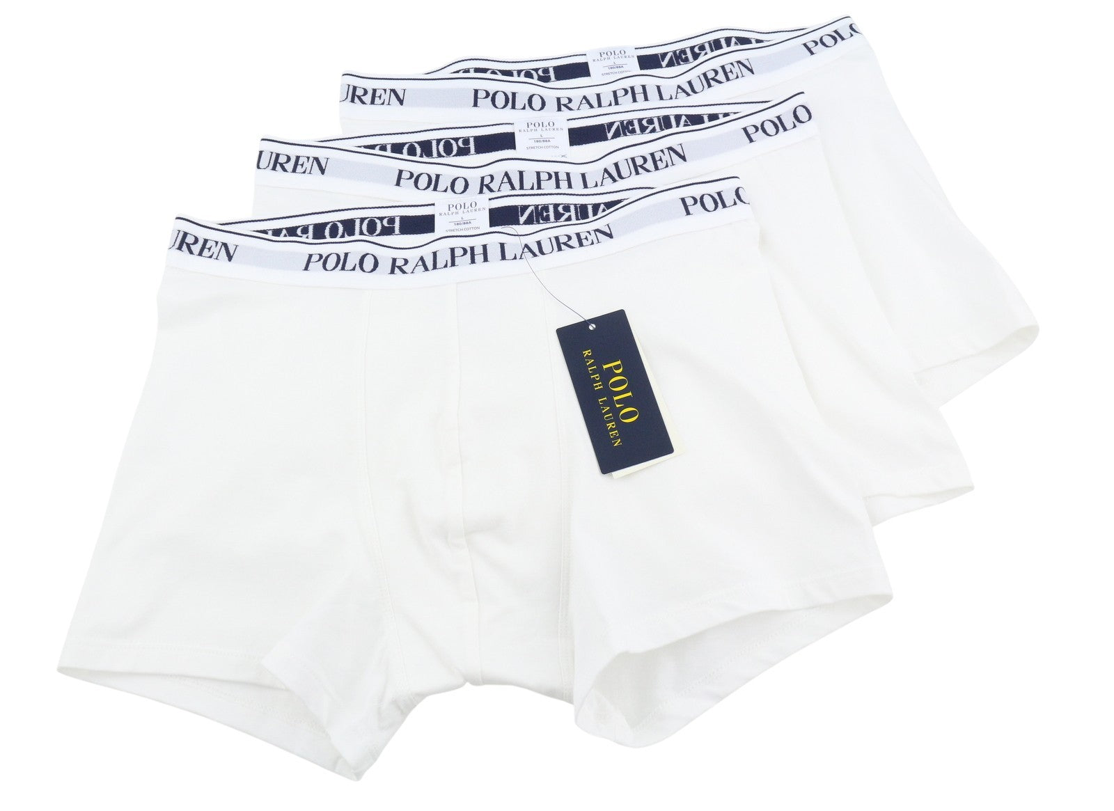 RALPH LAUREN Men Underwear L White Stretch Cotton Tricot Boxer Brief 3-Pack