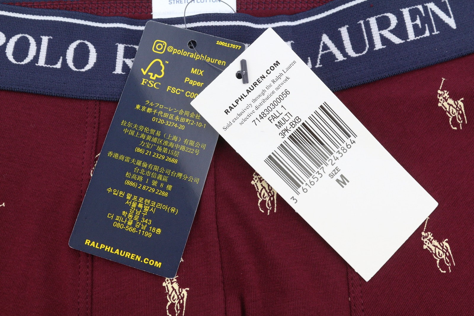 RALPH LAUREN vyriški apatiniai M daugiasluoksnės tamprios medvilninės trikotažo bokserinės kelnaitės, 3 vnt. pakuotė 