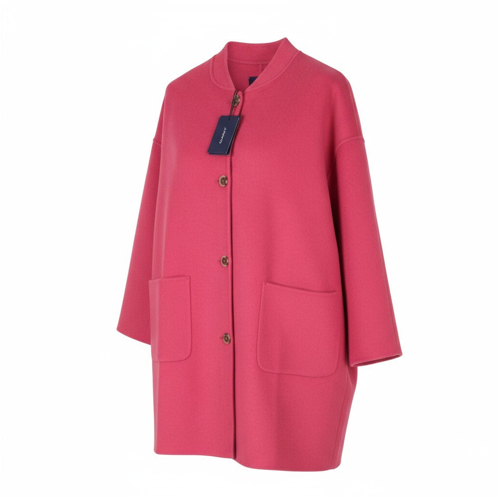 GANT Handstitched Varsity Women Coat M Rapture Rose Wool Cashmere Blend RRP495