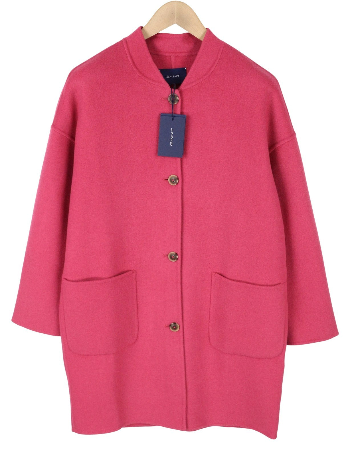 GANT Handstitched Varsity Women Coat M Rapture Rose Wool Cashmere Blend RRP495