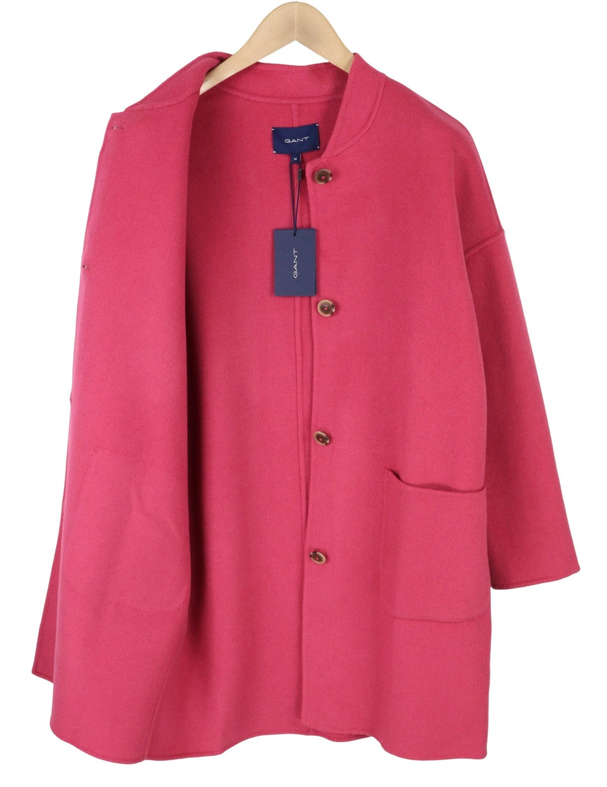 GANT rankomis siūtas „Varsity“ moteriškas paltas M, „Rapture Rose“ vilnos ir kašmyro mišinio audinys, RRP495 