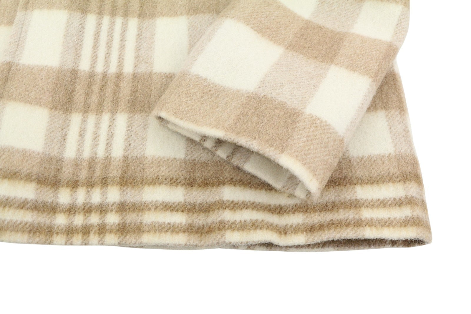 GANT Checked Overcoat Women Coat L Light Beige Melange Plaid Wool Blend RRP625