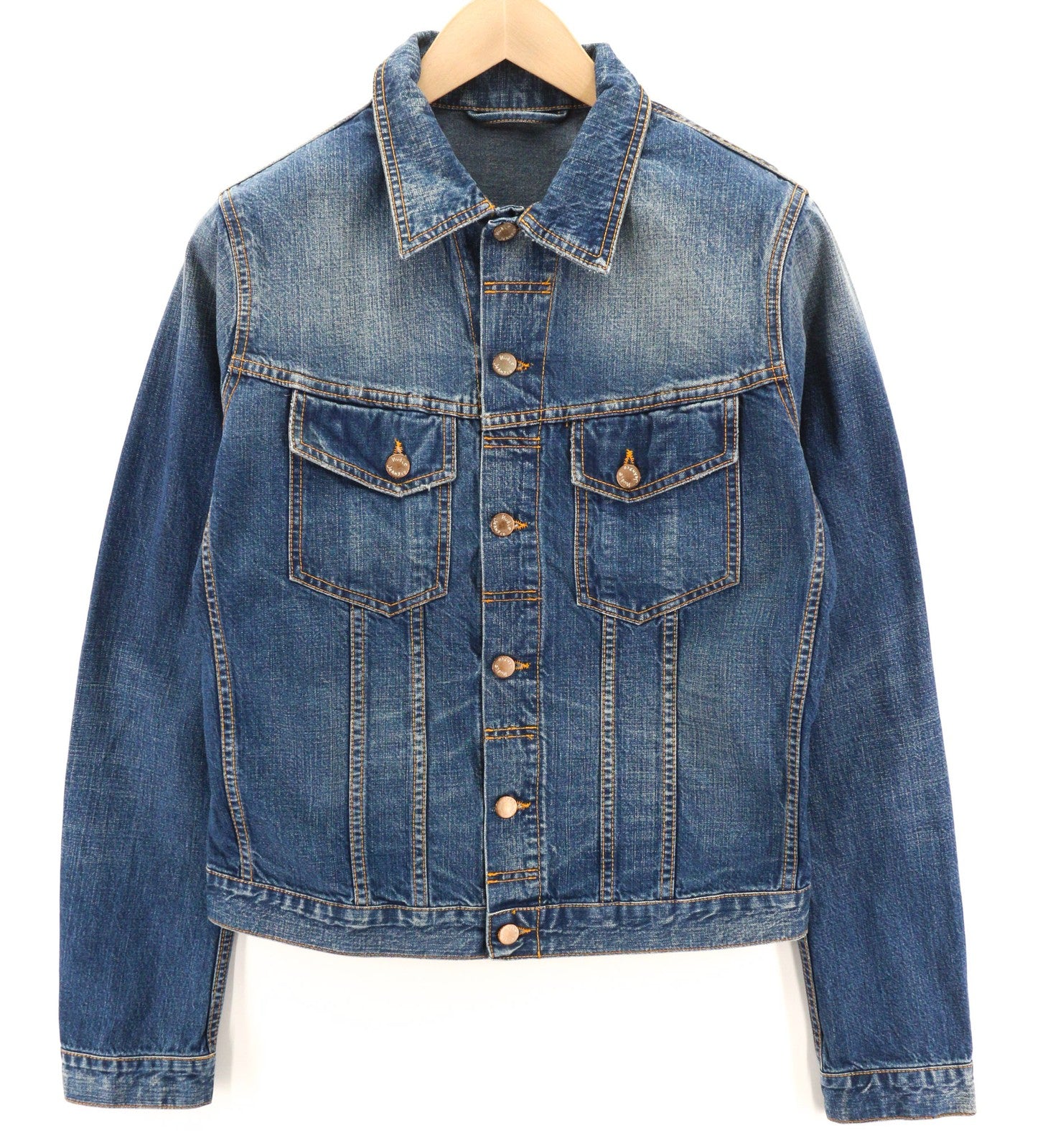 NUDIE JEANS Terry Recycle Worn In Men's Blue Cotton Denim Jacket M Long Sleeve