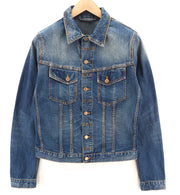 NUDIE JEANS Terry Recycle Worn In vyriška mėlyna medvilninė džinsinė striukė ilgomis rankovėmis M 