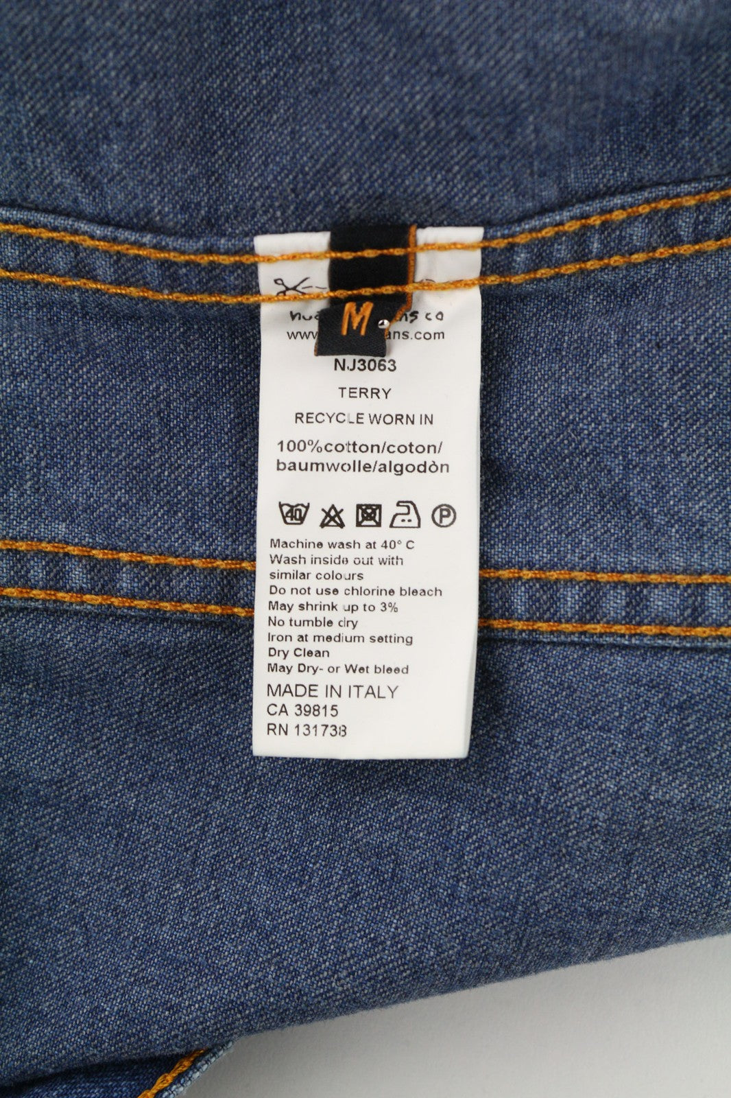 NUDIE JEANS Terry Recycle Worn In vyriška mėlyna medvilninė džinsinė striukė ilgomis rankovėmis M 