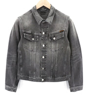 NUDIE JEANS Men's Grey Denim Jacket M Washed Cotton Stretch Collared Unlined