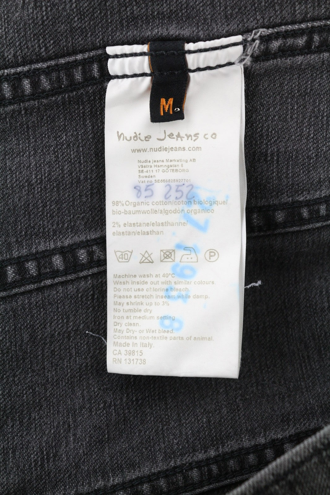 NUDIE JEANS Men's Grey Denim Jacket M Washed Cotton Stretch Collared Unlined