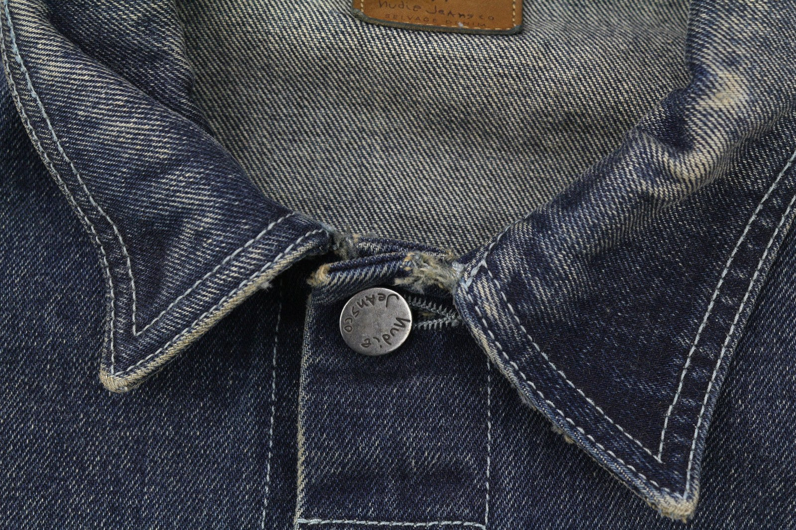 NUDIE JEANS Men's Selvedge Blue Denim Jacket M Washed Cotton Single-Breasted