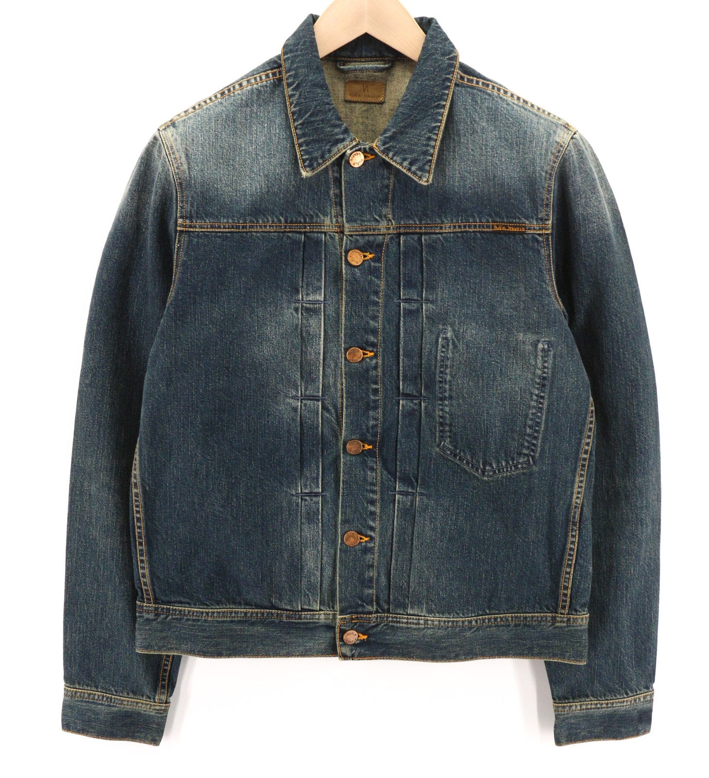 NUDIE JEANS Sonny Blue Friend Men's Denim Jacket M Washed Pure Cotton Blue