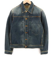 NUDIE JEANS Sonny Blue Friend vyriškas džinsinis švarkas M spalvos, skalbtos grynos medvilnės mėlyna spalva 