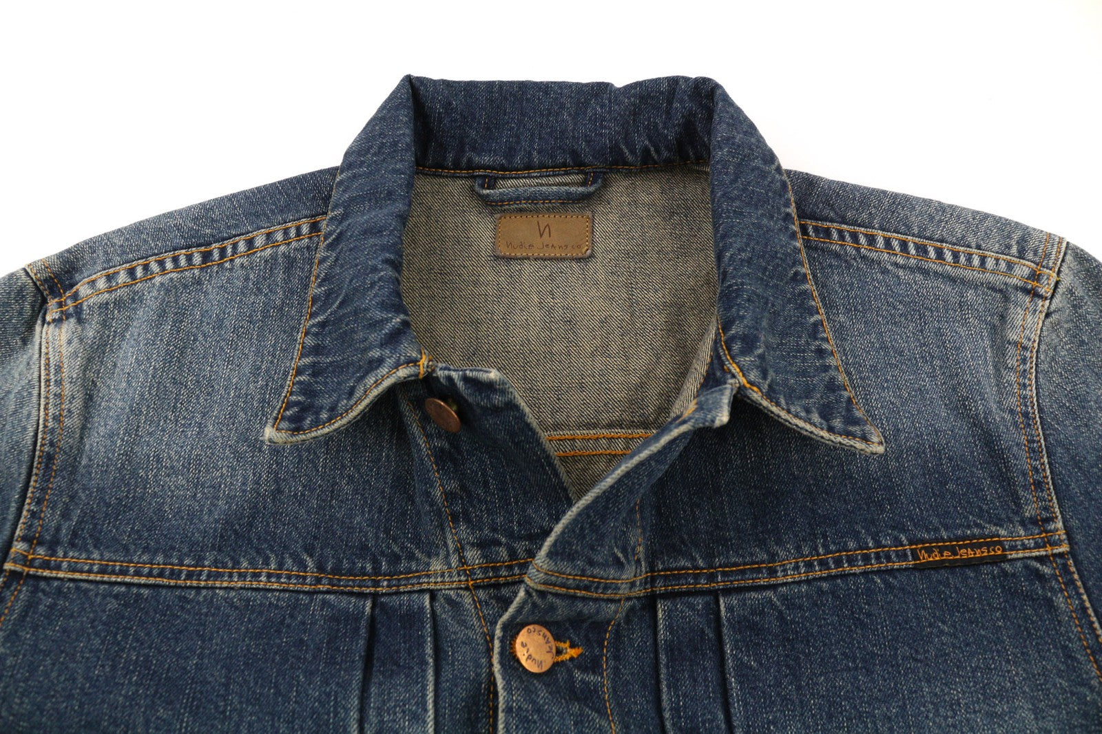 NUDIE JEANS Sonny Blue Friend vyriškas džinsinis švarkas M spalvos, skalbtos grynos medvilnės mėlyna spalva 