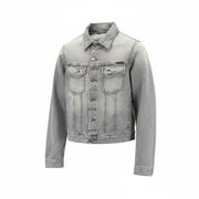 NUDIE JEANS Terry Sunbleached Black Men's Grey Denim Jacket S Pure Cotton Wash