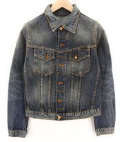 NUDIE JEANS Terry Org. Streaky Denim vyriška mėlyna skalbinių medvilninė striukė S