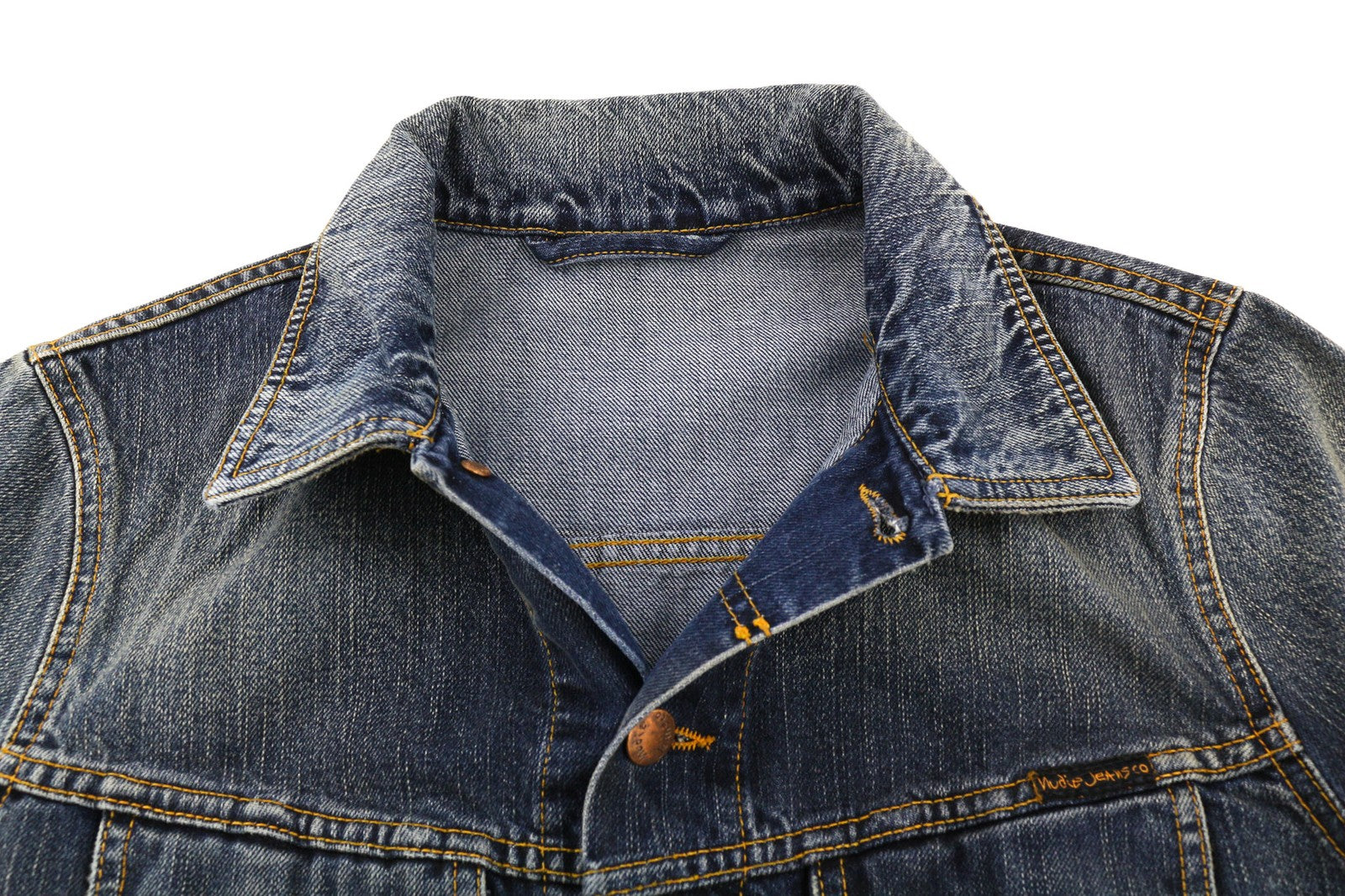 NUDIE JEANS Terry Org. Streaky Denim vyriška mėlyna skalbinių medvilninė striukė S