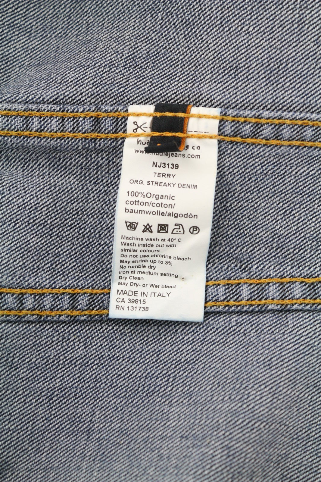 NUDIE JEANS Terry Org. Streaky Denim Men's M Washed Blue Pure Cotton Jacket