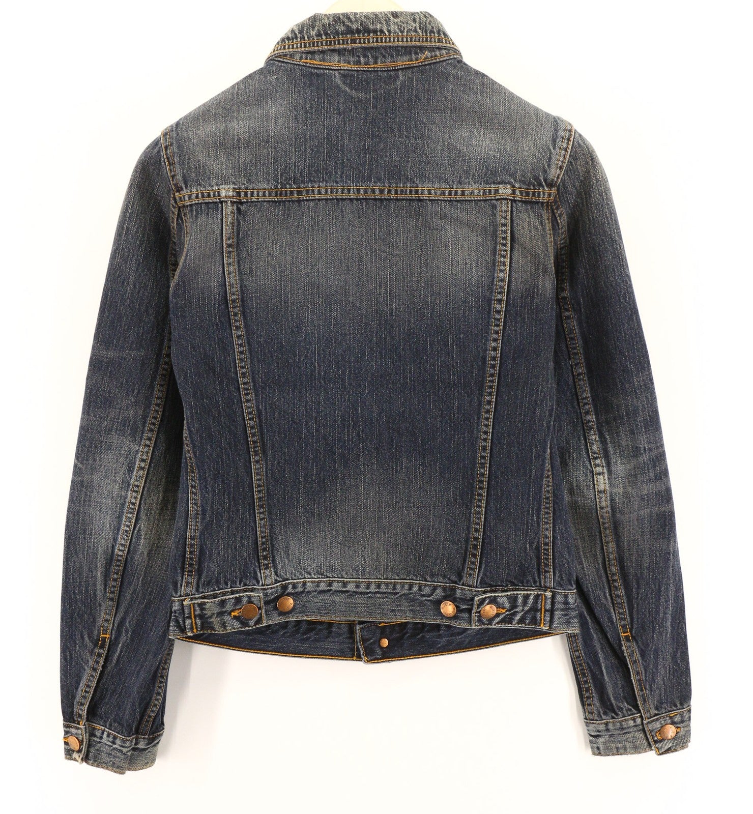 NUDIE JEANS Terry Org. Streaky Denim Men's XS Blue Cotton Unlined Jacket