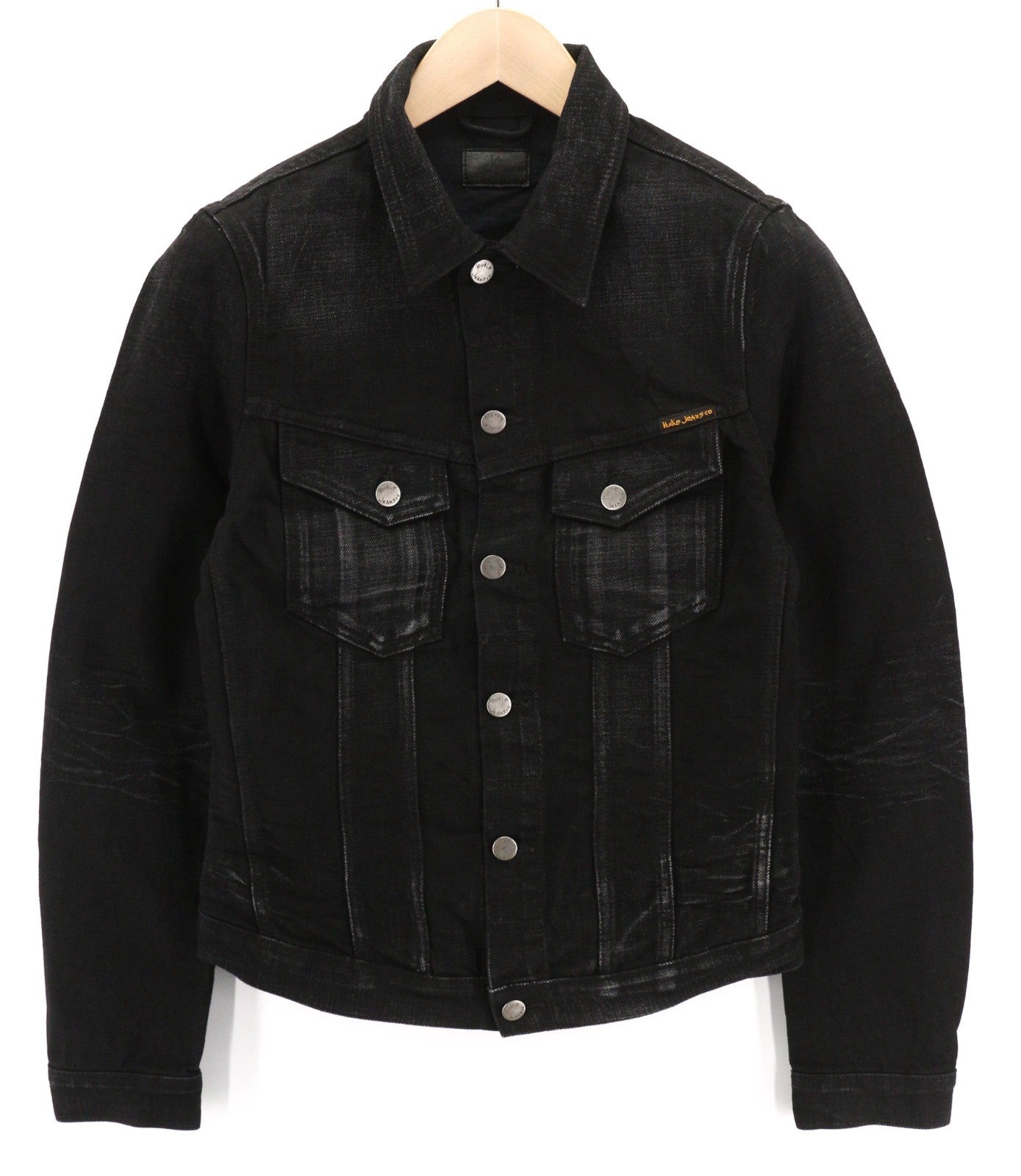 NUDIE JEANS Billy Rebel Black Men's XS Cotton Denim Unlined Jacket Casual