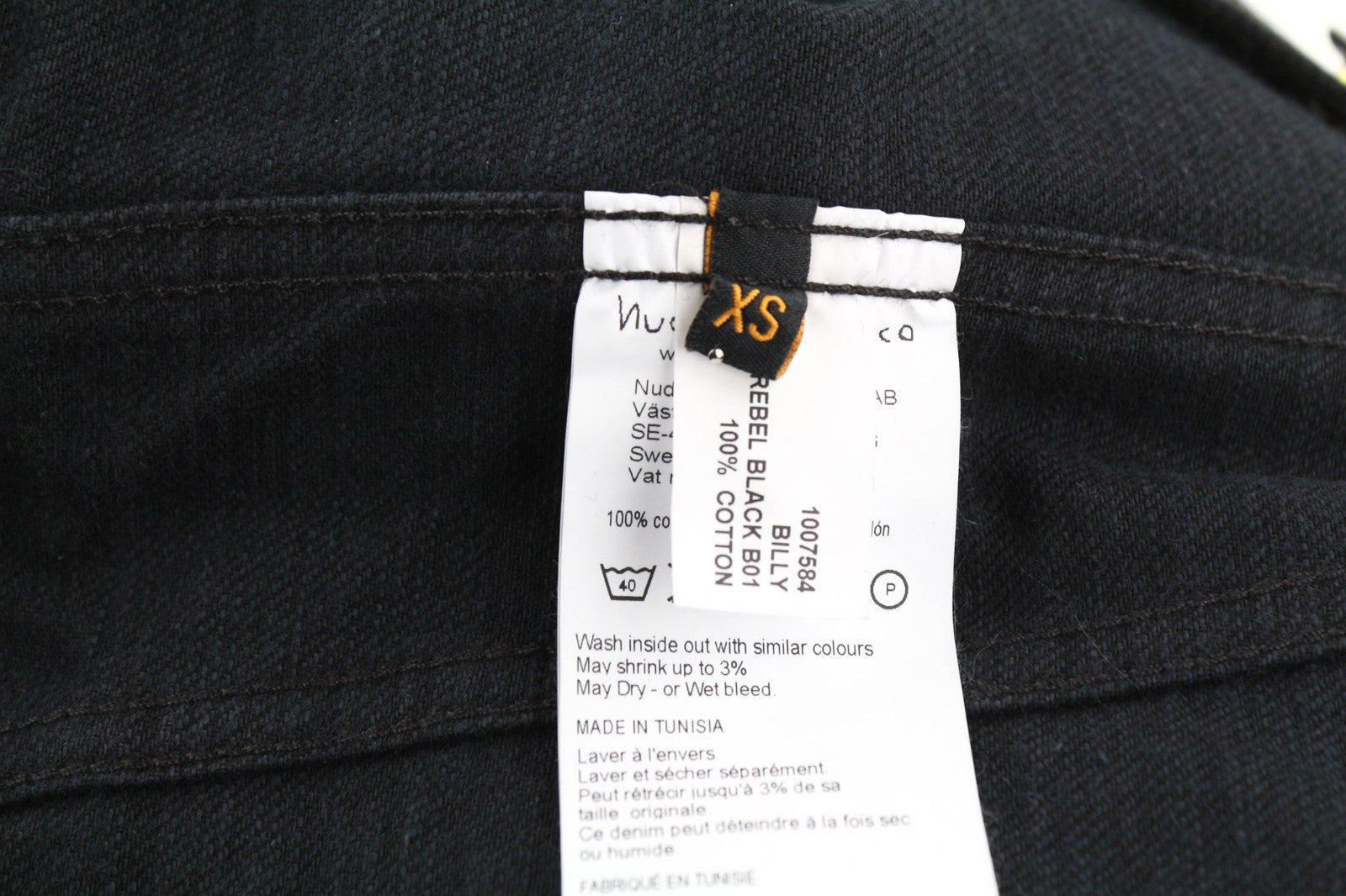 NUDIE JEANS Billy Rebel Black Men's XS Cotton Denim Unlined Jacket Casual