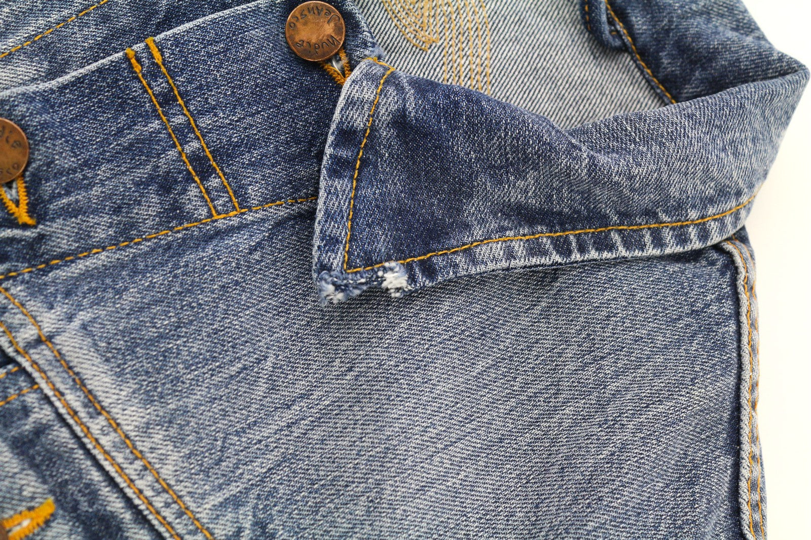 NUDIE JEANS Conny Org. Light Vintage Men's S Denim Jacket Blue Wash Cotton