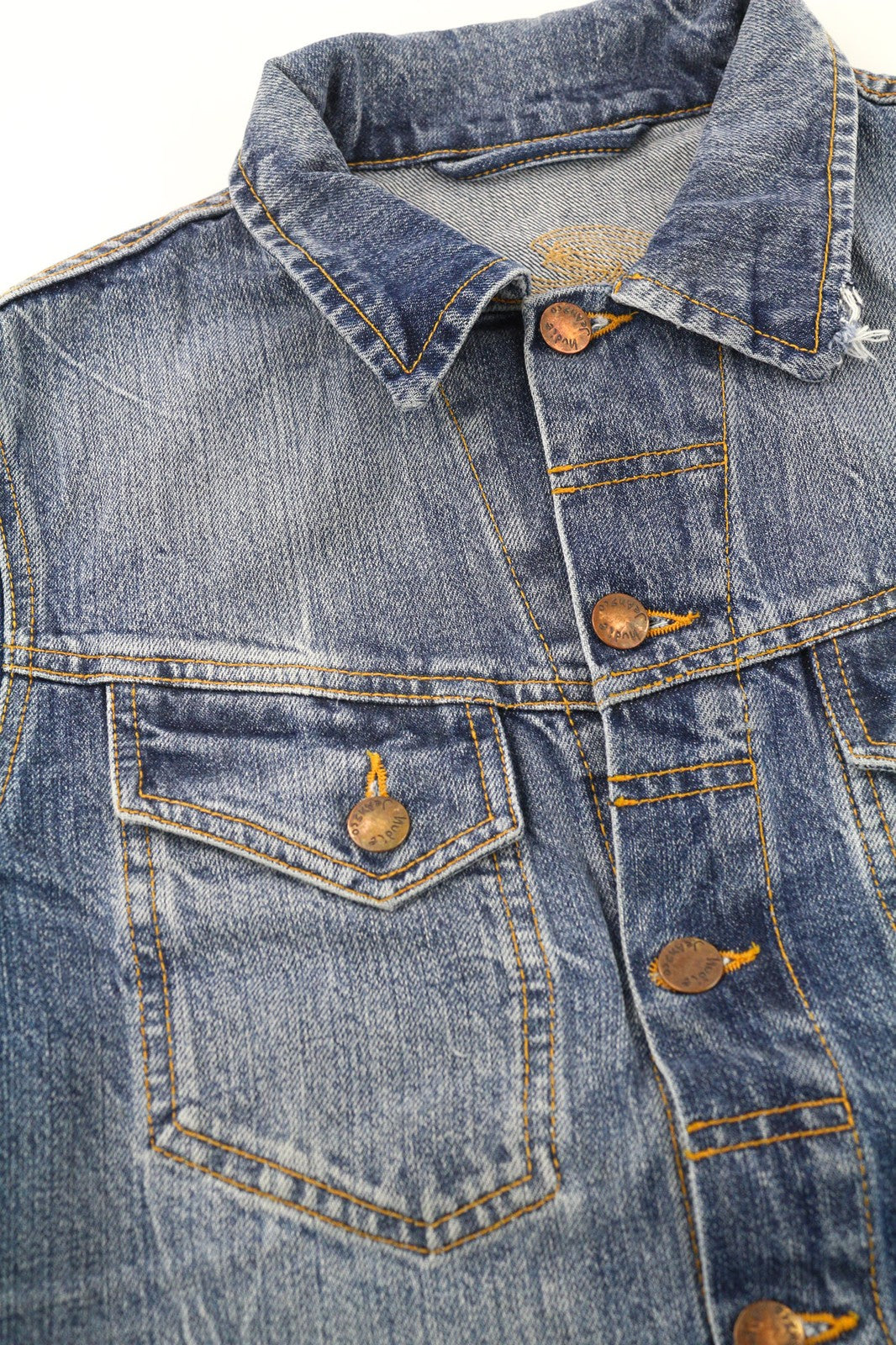 NUDIE JEANS Conny Org. Light Vintage Men's S Washed Denim Blue Cotton Jacket