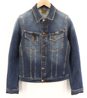 NUDIE JEANS Perry Org. Excellent Blue Men's S Stretch Denim Cotton Jacket