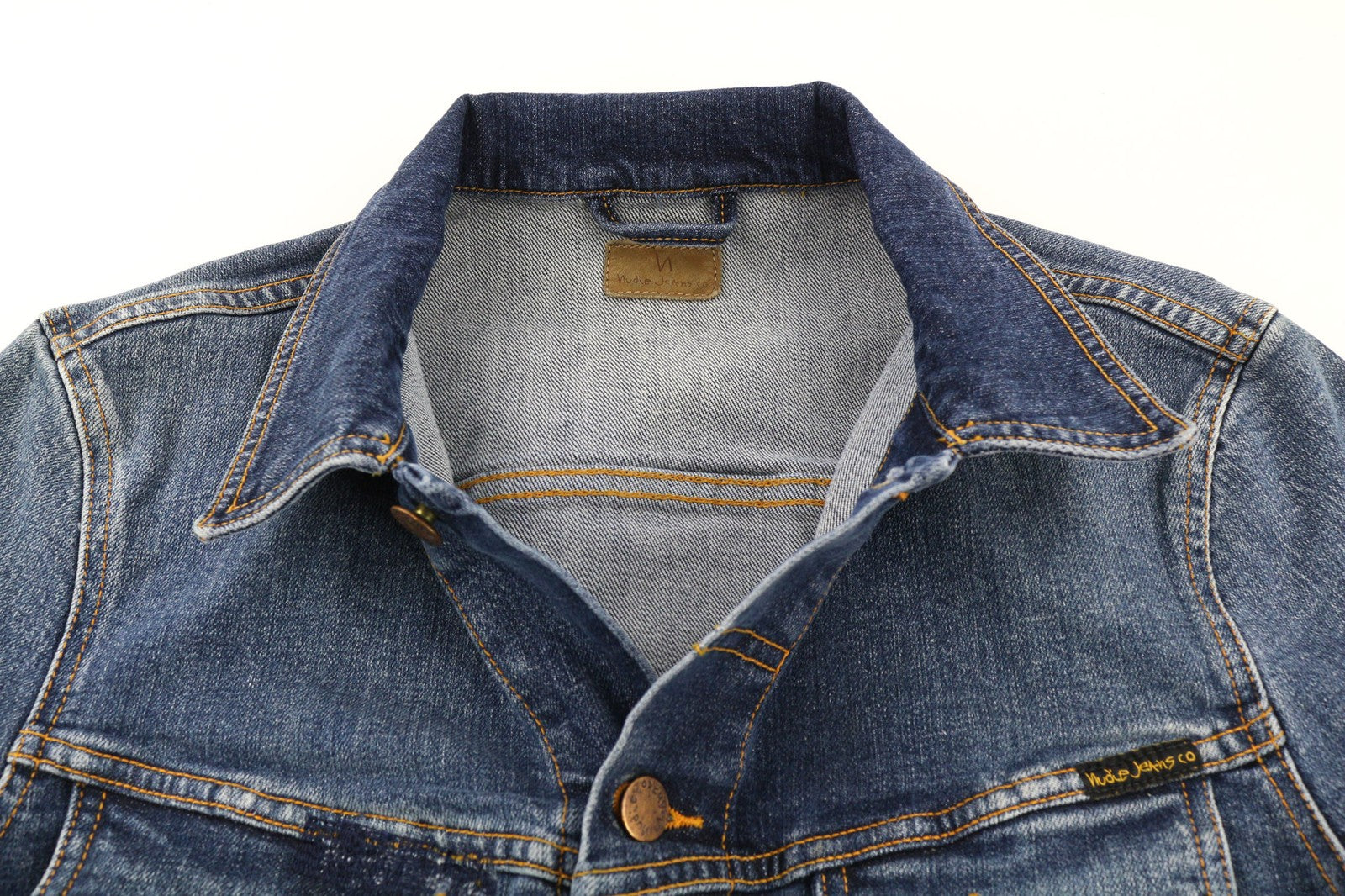 NUDIE JEANS Perry Org. Excellent Blue Men's S Stretch Denim Cotton Jacket