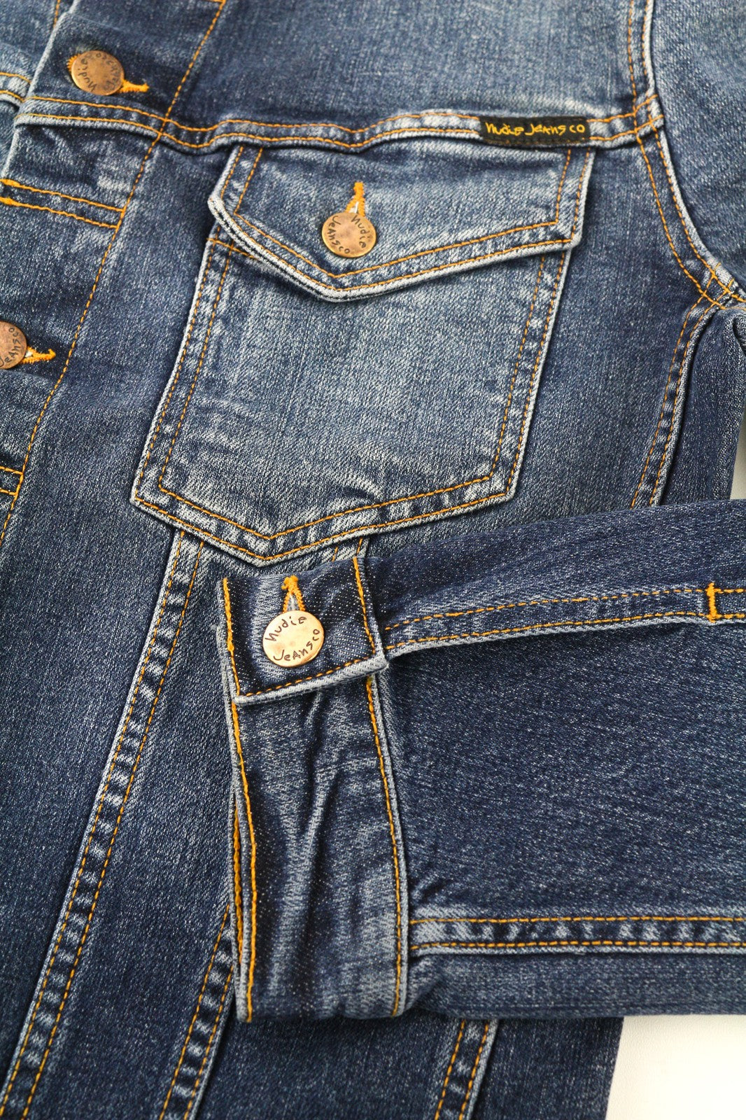 NUDIE JEANS Perry Org. Excellent Blue Men's S Stretch Denim Cotton Jacket