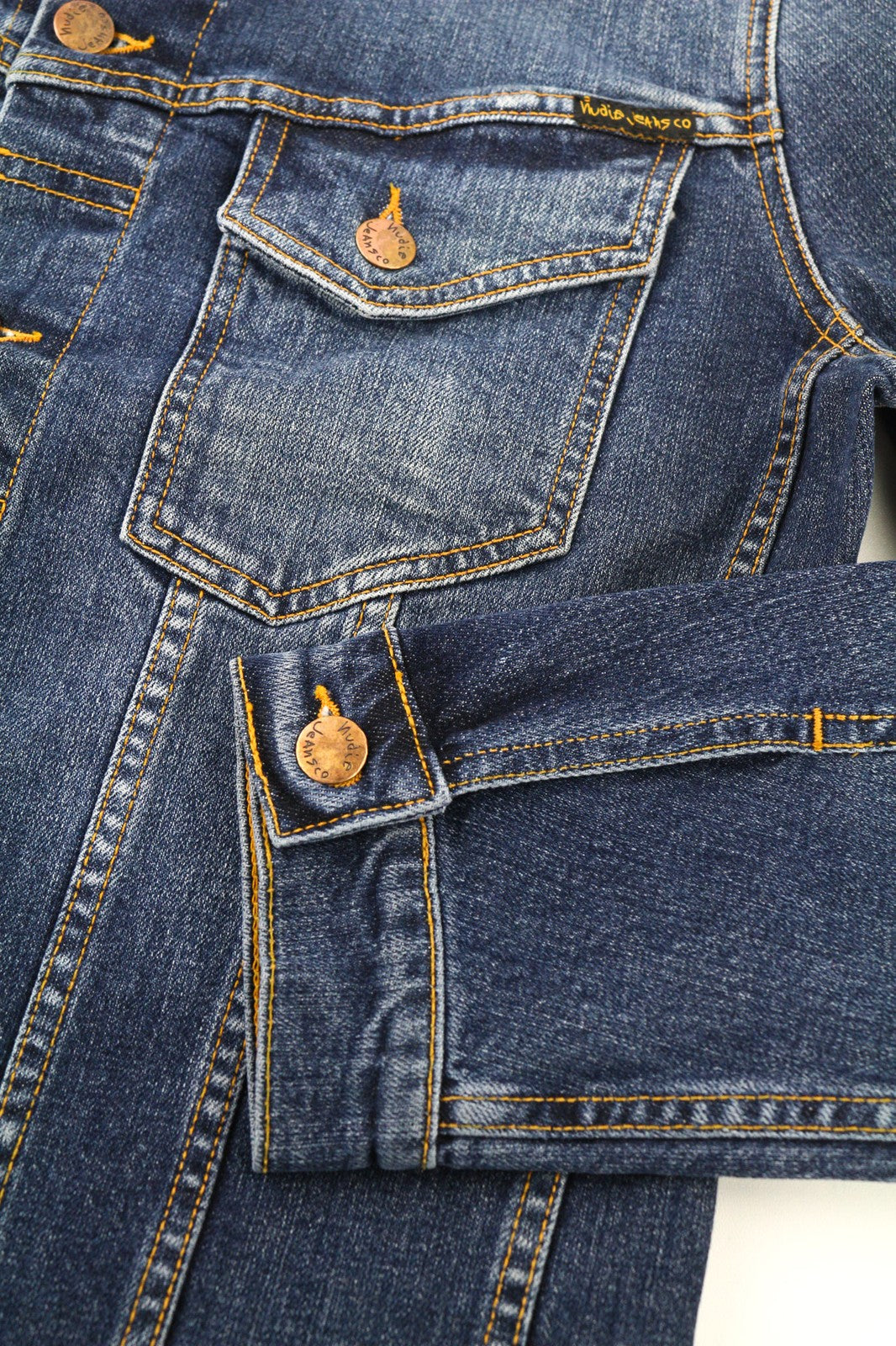 NUDIE JEANS Perry Org. Excellent Blue Men's M Denim Jacket Stretch Wash