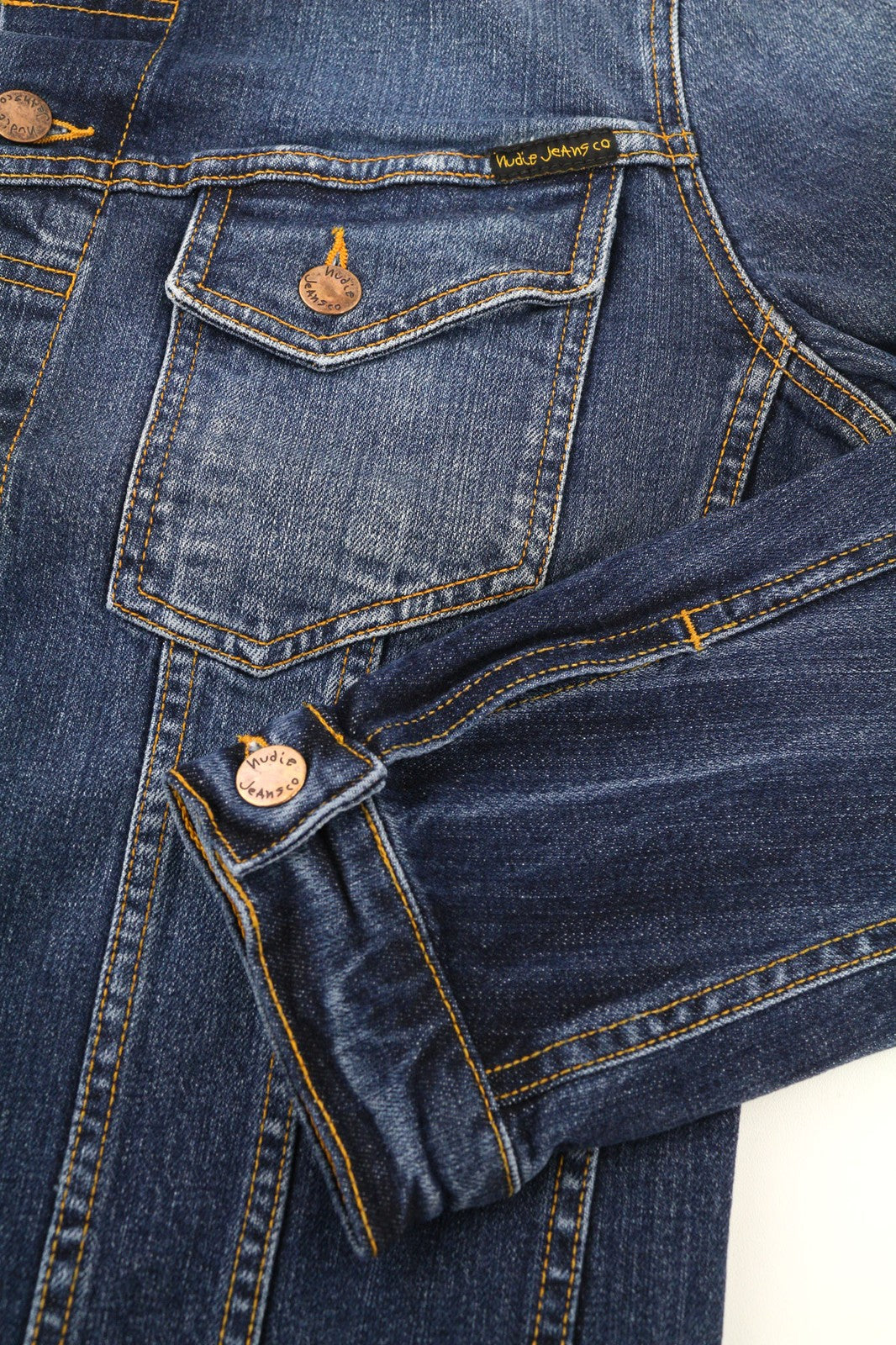 NUDIE JEANS Perry Org. Excellent Blue Men's S Denim Stretch Unlined Jacket