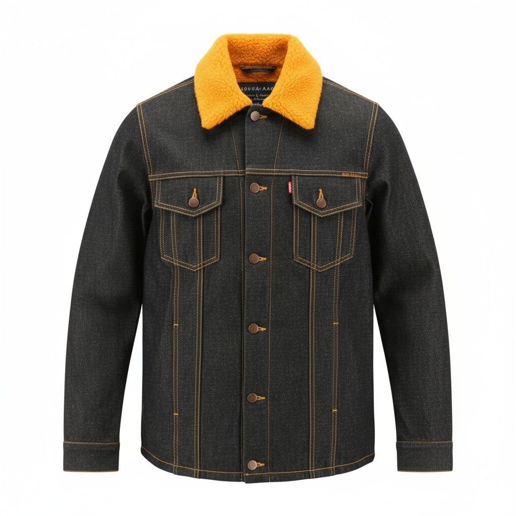 NUDIE JEANS Helmut Men's M Blue Denim Jacket Sherpa Lined Long Sleeve Classic