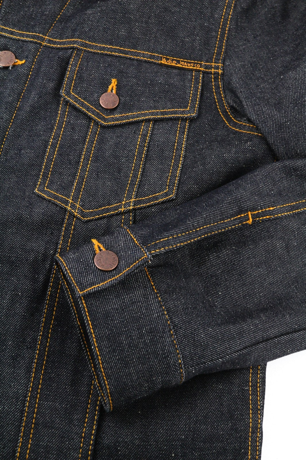 NUDIE JEANS Helmut Men's M Blue Denim Jacket Sherpa Lined Long Sleeve Classic