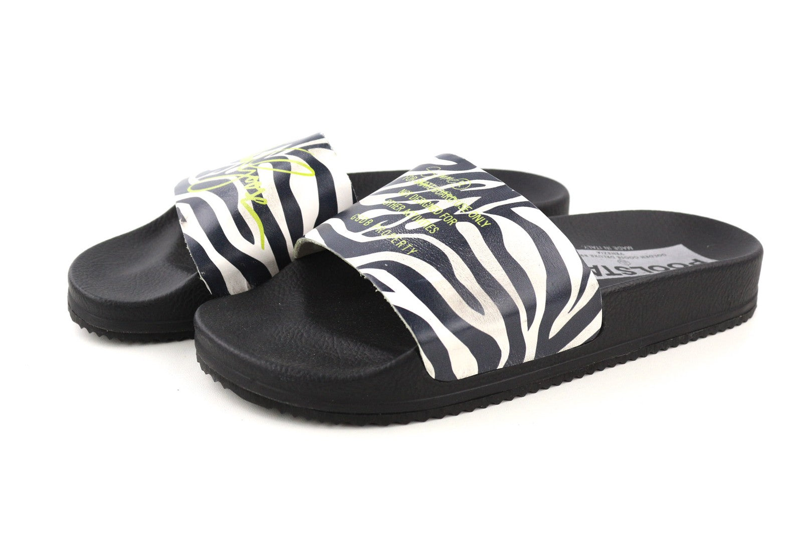 GOLDEN GOOSE Poolstar Women's EU39 Black Zebra Slip-On Summer Pool Slippers